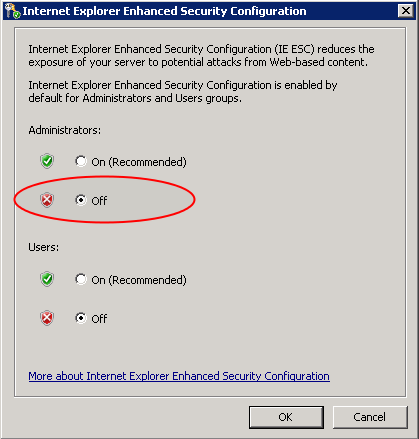Internet Explorer Enhanced Security Configuration.