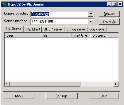 Synology recovery - tftpd32 server