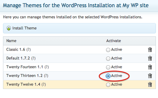 How to change a WordPress theme in Plesk 12