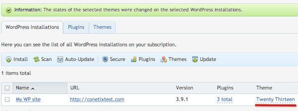 How to change a WordPress theme in Plesk 12