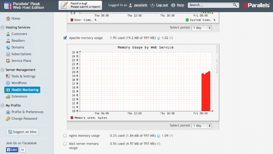 Plesk 12 - Heath Monitor Example
