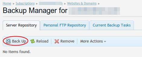 Plesk 12 - Run Backup
