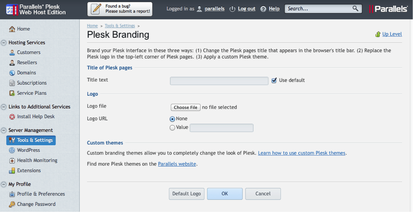 Plesk 12 Core Branding Screenshot - Conetix