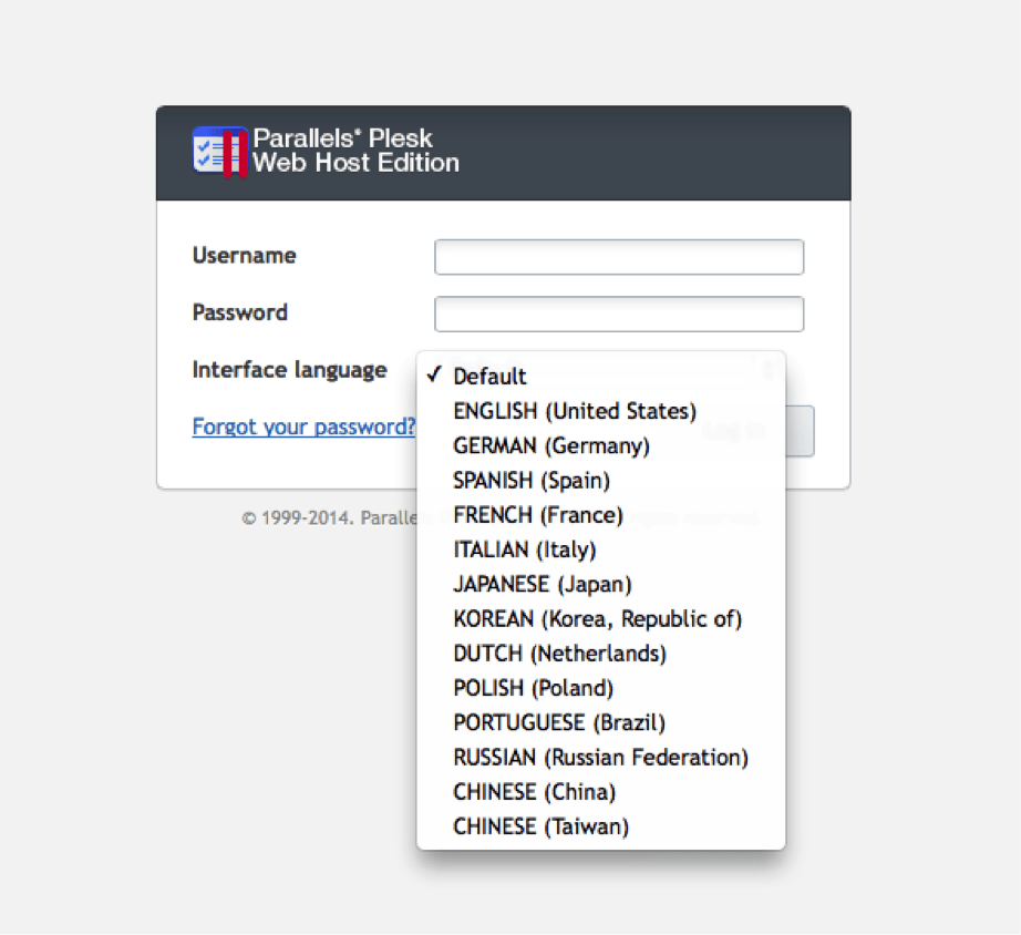 Plesk 12 Default Language Screenshot - Conetix