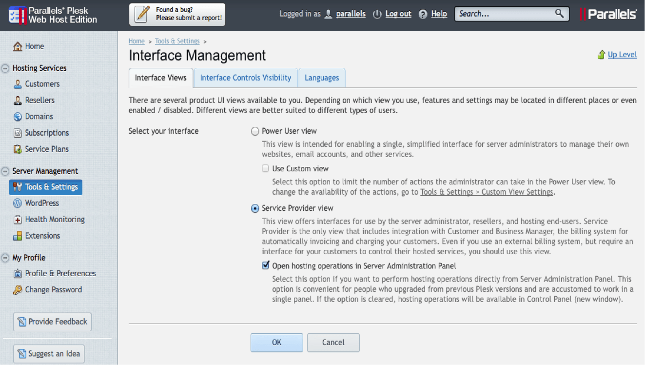 Plesk12 Interface Management Screenshot - Conetix