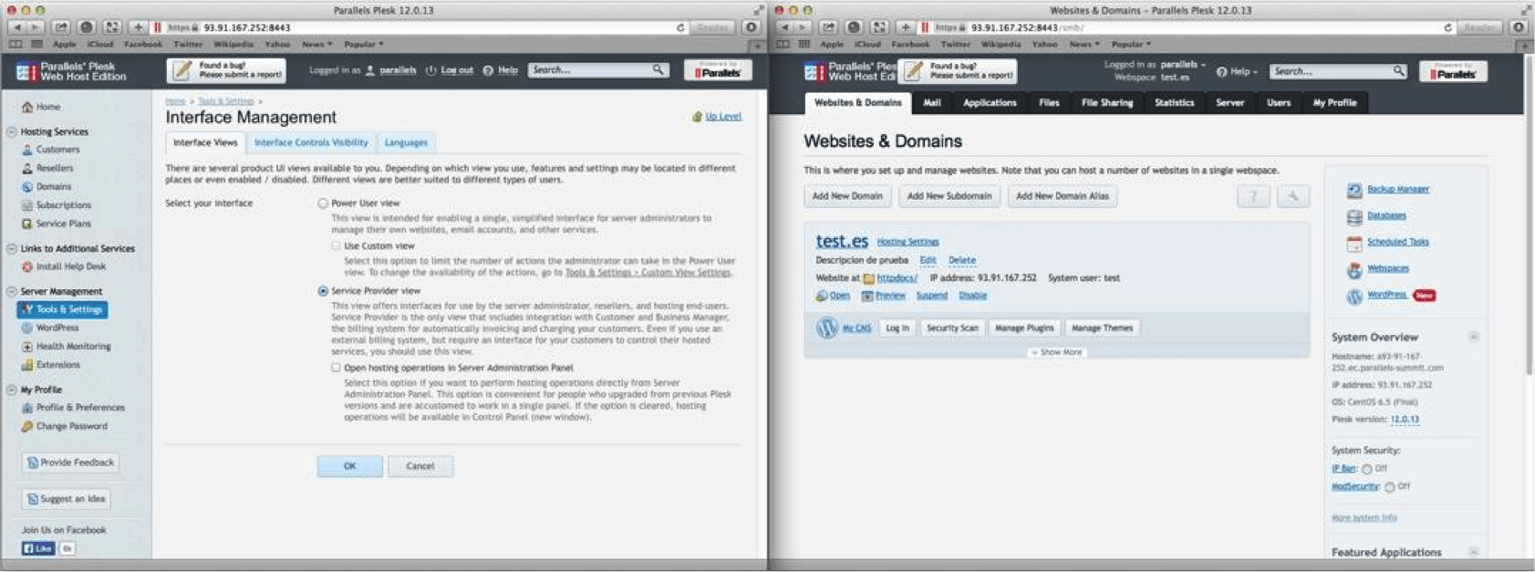 Plesk 12 Power User Screenshot - Conetix