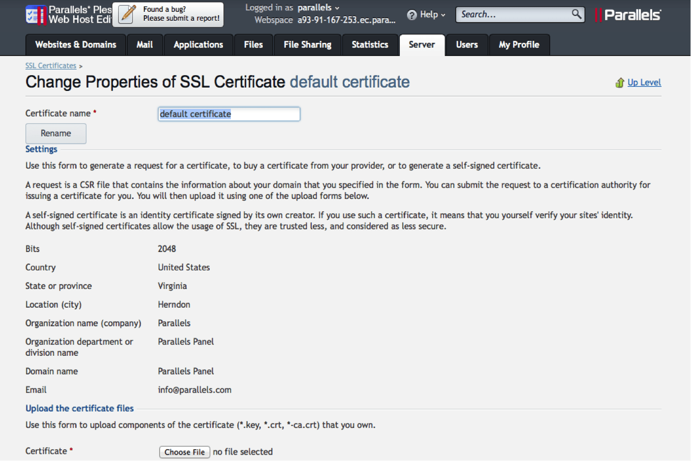 Plesk 12 Adding a new SSL Certificate - Conetix