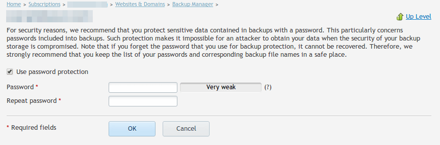 Plesk 12 - Backup Download - Password