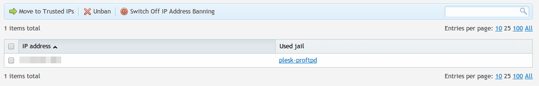 Plesk 12 - Fail2Ban - Banned IP Address