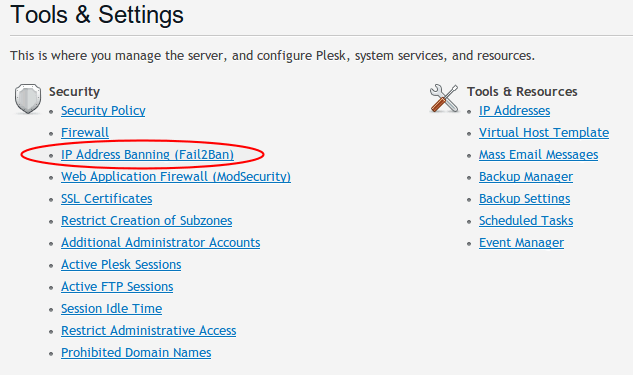 Plesk 12 - Fail2Ban - IP Address Banning