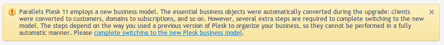 Plesk Transition Notification