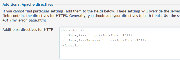Plesk Proxy - Apache Directives