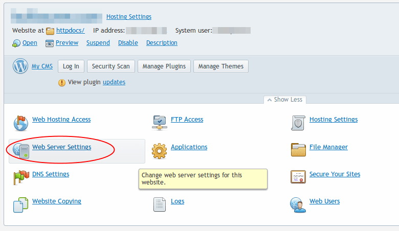 Plesk 12 - Web Server Settings