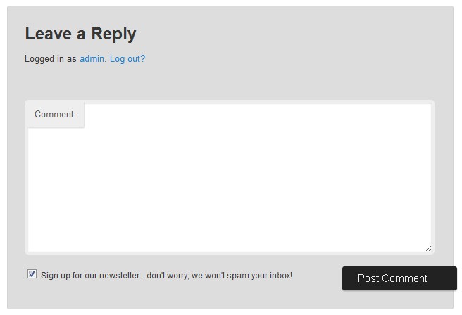 newsletter sign-up WordPress