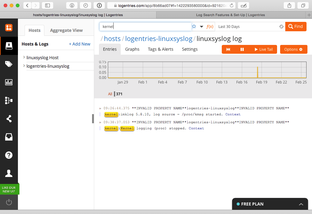 Logentires highlight search results Plesk 12 screenshot