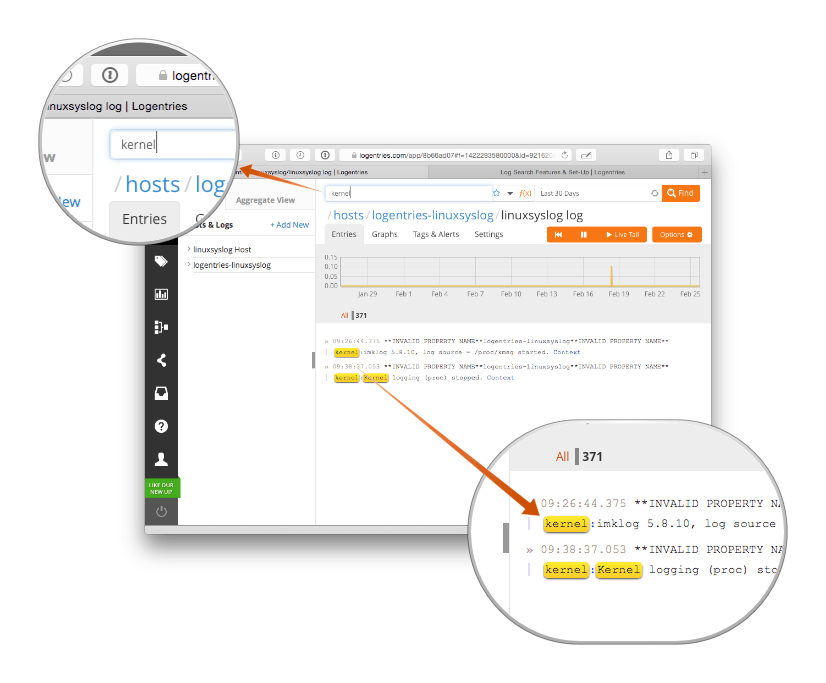 Logentries Highlighted Search Results Annotated in Plesk 12