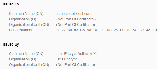 Plesk 12.5 - Lets Encrypt - Certificate Information