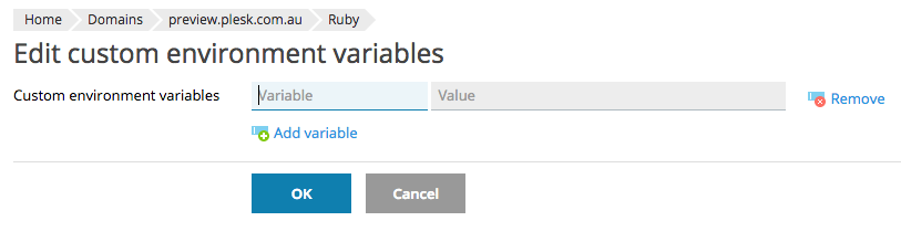 Wha's new in Plesk Onyx: Ruby custom variables