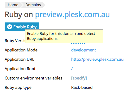 What's new in Plesk Onyx: Enable Ruby