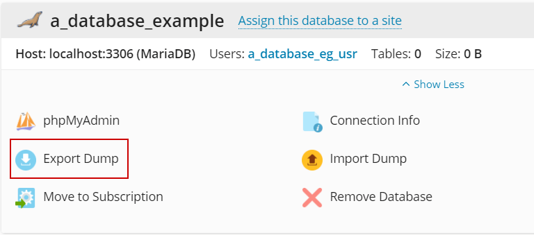 exporting database