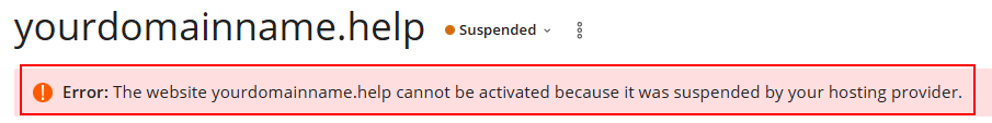 Unsuspending a Domain - Error